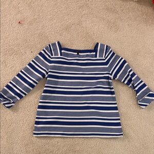 Talbots Women's Blue and White Striped 100% Cotton Top